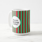 赤+緑+白のクリスマスキャンディケーンのストライプ コーヒーマグカップ (正面左)