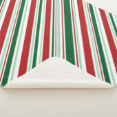 赤、緑、白のクリスマスキャンディストライプー シェルパブランケット (3/4)