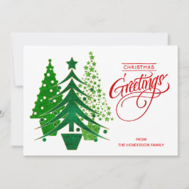 赤、緑、白のクリスマスツリーフォトカード シーズンカード