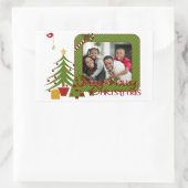 赤、緑、白のクリスマスフォトステッカー 長方形シール (バッグ)