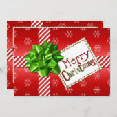 赤、緑、白のクリスマスフォトストライプのカード2 シーズンカード (正面/裏面)