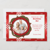 赤、緑、白のクリスマスフォトストライプのカード2 シーズンカード (裏面)