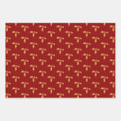 赤、緑、白のクリスマスホリー ラッピングペーパーシート (正面)