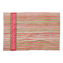 赤、緑、白のストライプ モノグラム キッチン タオル