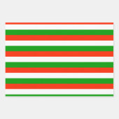 赤、緑、白のストライプ ラッピングペーパーシート (正面)