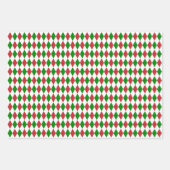 赤、緑、白のハーレクイン ラッピングペーパーシート (正面3)