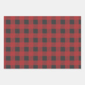赤、緑、白のバッファローのプレイド調整 ラッピングペーパーシート (正面)