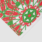 赤、緑、白の万華鏡のように千変万化するパターン 薄葉紙 (詳細)