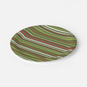 赤、緑、白の各ストライプ色 ペーパープレート (アングル)