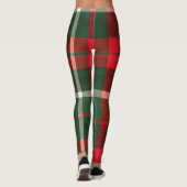 赤、緑、白の暖かい格子状デザイン レギンス (裏面)