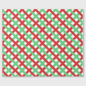 赤・緑・白の格子模様 ラッピングペーパー (フラット)