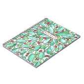 赤 緑 白の楽しいかわいい植物デザイン ノートブック (左側)