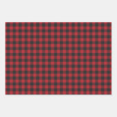 赤、緑、白の3つのカントリーバッファロープレイドのセット ラッピングペーパーシート (正面)