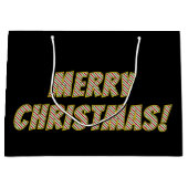 赤、緑、白の「聖降ストライプの誕祭お目出とう！」 ラージペーパーバッグ (正面)