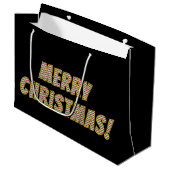 赤、緑、白の「聖降ストライプの誕祭お目出とう！」 ラージペーパーバッグ (正面アングル)