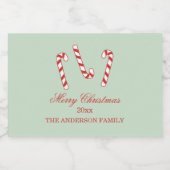 赤、緑、白キャンディーキャンセクリスマス フードラベル (シングルラベル)