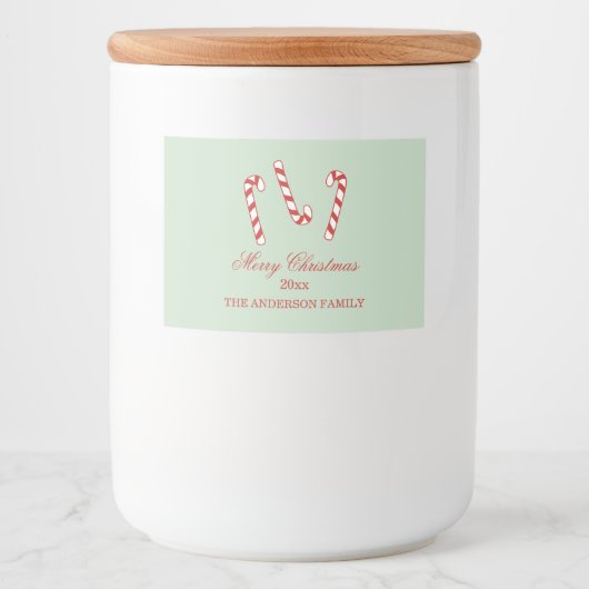 赤、緑、白キャンディーキャンセクリスマス フードラベル (正面)