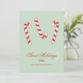 赤、緑、白キャンディーケーンのクリスマスパターン シーズンカード (スタンド正面)