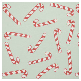 赤、緑、白キャンディーケーンのクリスマスパターン ファブリック