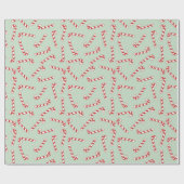 赤、緑、白キャンディーケーンのクリスマスパターン ラッピングペーパー (フラット)