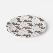 赤、緑、白トナカイ ペーパープレート (アングル)