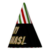 赤・緑・白「ストライプの聖降誕祭お目出度え！」 パーティーハット (右)