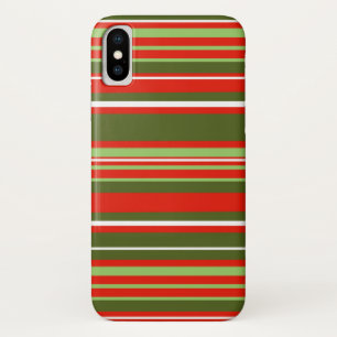 赤、緑、白iPhoneストライプの/iPadケース iPhone X ケース