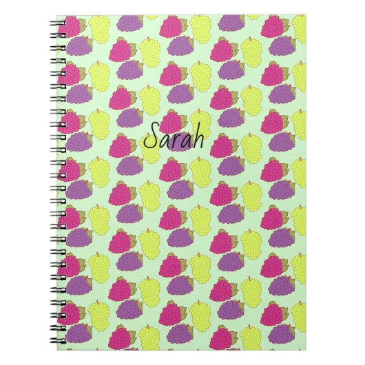 赤、緑、紫のブドウ ノートブック (正面)