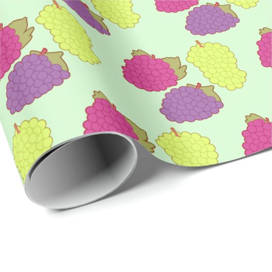赤、緑、紫のブドウ ラッピングペーパー (ロールコーナー)