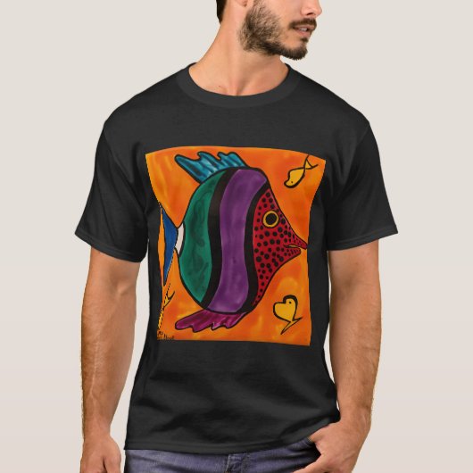 赤+緑+紫+青の魚 Tシャツ (正面)