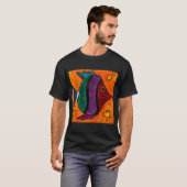 赤+緑+紫+青の魚 Tシャツ (正面フル)
