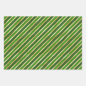 赤、緑、金ゴールドのクリスマスストライプの ラッピングペーパーシート (正面3)