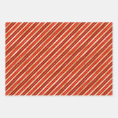 赤、緑、金ゴールドのクリスマスストライプの ラッピングペーパーシート (正面2)