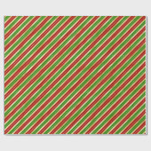 赤、緑、金ゴールドのクリスマスストライプの ラッピングペーパー (フラット)