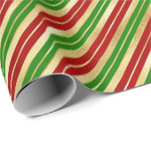 赤、緑、金ゴールドのクリスマスストライプの ラッピングペーパー (ロールコーナー)