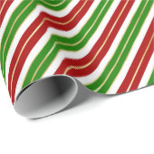 赤、緑、金ゴールドのクリスマスストライプの ラッピングペーパー (ロールコーナー)