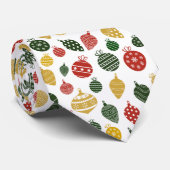 赤、緑、金ゴールドのクリスマス装飾模様 ネクタイ (ロール)