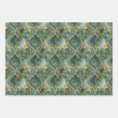 赤、緑、金ゴールドアラベスク3ラッピング紙シート ラッピングペーパーシート (正面2)