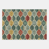 赤、緑、金ゴールドアラベスク3ラッピング紙シート ラッピングペーパーシート (正面)