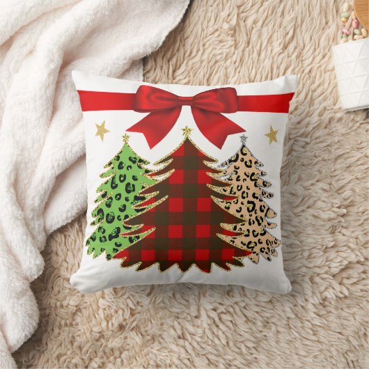 赤、緑、金ゴールドクリスマスツリー両面 クッション (ブランケット)