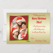 赤、緑、金ゴールドクリスマスフォトカード シーズンカード (裏面)