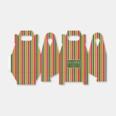 赤、緑、金ゴールドストライプの休日の挨拶 フェイバーボックス (折り畳みなし)