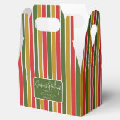 赤、緑、金ゴールドストライプの休日の挨拶 フェイバーボックス (オープン)