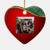 赤、緑、金ゴールドセラミックハートフォトオーナメント セラミックオーナメント (裏面)