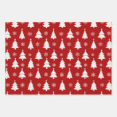 赤、緑、金ゴールド冬クリスマスツリーパターン ラッピングペーパーシート (正面)