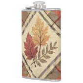 赤+緑+金色の落ち葉柄のチェック模様 フラスク (左)