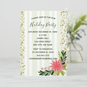 赤 緑 金 スパークル ポインセチア クリスマス 招待状 (スタンド正面)