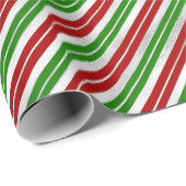 赤、緑、銀のクリスマスストライプの ラッピングペーパー (ロールコーナー)