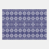 赤・緑・青のウィンターフェア島のクリスマス ラッピングペーパーシート (正面3)