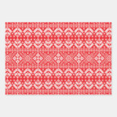 赤・緑・青のウィンターフェア島のクリスマス ラッピングペーパーシート (正面)